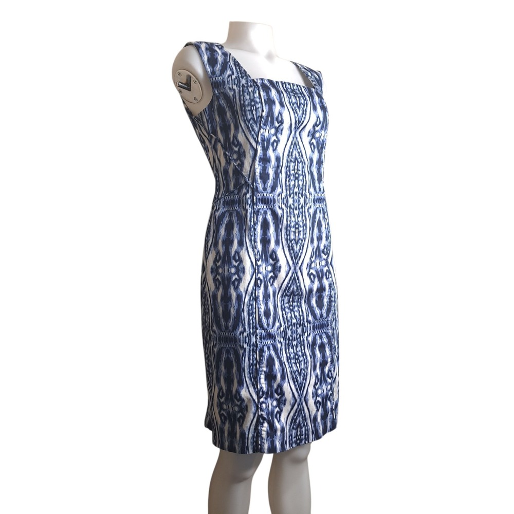 Anne Klein Women's Dress Knee Length Stretch Blue/White Sleeveless Size 8